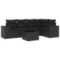vidaXL Set de sofás de jardín 6 piezas y cojines ratán sintético negro vidaXL Set de sofás de jardín 6 piezas y cojines ratán sintético negro