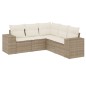 vidaXL Juego de sofás jardín con cojines 5 pzas ratán sintético beige vidaXL Juego de sofás jardín con cojines 5 pzas ratán sintético beige