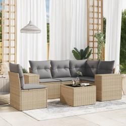 vidaXL Juego de sofás jardín con cojines 6 pzas ratán sintético beige