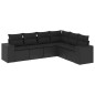 vidaXL Set de sofás de jardín 6 piezas y cojines ratán sintético negro vidaXL Set de sofás de jardín 6 piezas y cojines ratán sintético negro