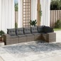 vidaXL Set de muebles de jardín 6 pzas y cojines ratán sintético gris