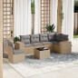 vidaXL Set sofás de jardín 7 piezas y cojines ratán sintético beige vidaXL Set sofás de jardín 7 piezas y cojines ratán sintético beige