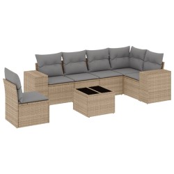 vidaXL Set sofás de jardín 7 piezas y cojines ratán sintético beige