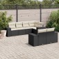 vidaXL Set de comedor de jardín 7 pzas y cojines ratán sintético negro