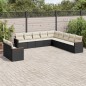 vidaXL Set de sofás de jardín 11 pzas y cojines ratán sintético negro vidaXL Set de sofás de jardín 11 pzas y cojines ratán sintético negro