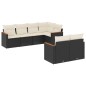 vidaXL Set de comedor de jardín 7 pzas y cojines ratán sintético negro vidaXL Set de comedor de jardín 7 pzas y cojines ratán sintético negro