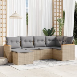 vidaXL Juego de sofás jardín con cojines 6 pzas ratán sintético beige