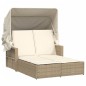 vidaXL Tumbona doble con capota y cojines ratán sintético beige vidaXL Tumbona doble con capota y cojines ratán sintético beige