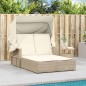 vidaXL Tumbona doble con capota y cojines ratán sintético beige vidaXL Tumbona doble con capota y cojines ratán sintético beige