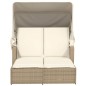 vidaXL Tumbona doble con capota y cojines ratán sintético beige vidaXL Tumbona doble con capota y cojines ratán sintético beige