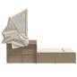 vidaXL Tumbona doble con capota y cojines ratán sintético beige vidaXL Tumbona doble con capota y cojines ratán sintético beige