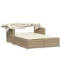 vidaXL Tumbona doble con capota y cojines ratán sintético beige vidaXL Tumbona doble con capota y cojines ratán sintético beige
