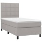 vidaXL Cama box spring con colchón tela gris claro 90x190 cm
