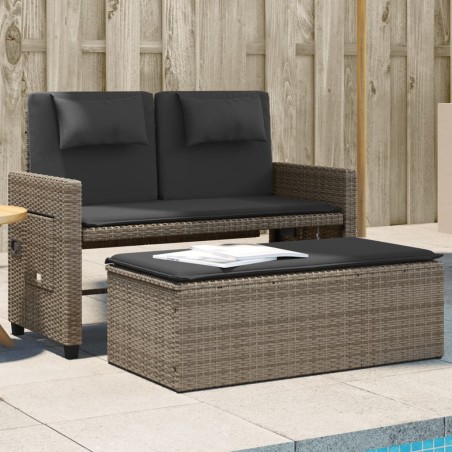 vidaXL Sillón reclinable de jardín con cojines ratán sintético gris