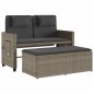 vidaXL Sillón reclinable de jardín con cojines ratán sintético gris vidaXL Sillón reclinable de jardín con cojines ratán sintético gris
