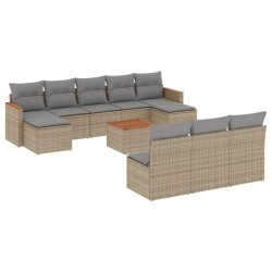 vidaXL Set de sofás de jardín 11pzas con cojines ratán sintético beige