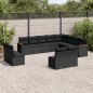 vidaXL Set de sofás de jardín 12 piezas cojines ratán sintético negro vidaXL Set de sofás de jardín 12 piezas cojines ratán sintético negro