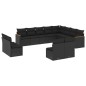 vidaXL Set de sofás de jardín 12 piezas cojines ratán sintético negro vidaXL Set de sofás de jardín 12 piezas cojines ratán sintético negro