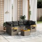 vidaXL Set de sofás de jardín 7 piezas con cojines ratán PE gris vidaXL Set de sofás de jardín 7 piezas con cojines ratán PE gris