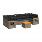 vidaXL Set de sofás de jardín 8 pzas y cojines ratán sintético gris vidaXL Set de sofás de jardín 8 pzas y cojines ratán sintético gris