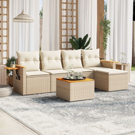 vidaXL Juego de sofás jardín con cojines 6 pzas ratán sintético beige