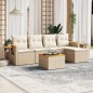 vidaXL Juego de sofás jardín con cojines 6 pzas ratán sintético beige vidaXL Juego de sofás jardín con cojines 6 pzas ratán sintético beige