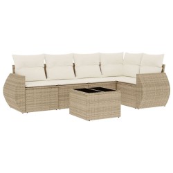 vidaXL Juego de sofás jardín con cojines 6 pzas ratán sintético beige