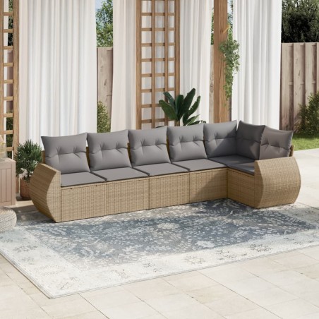 vidaXL Juego de sofás jardín con cojines 6 pzas ratán sintético beige