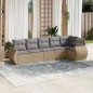 vidaXL Juego de sofás jardín con cojines 6 pzas ratán sintético beige vidaXL Juego de sofás jardín con cojines 6 pzas ratán sintético beige
