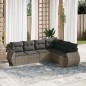 vidaXL Set de muebles de jardín 6 pzas y cojines ratán sintético gris vidaXL Set de muebles de jardín 6 pzas y cojines ratán sintético gris