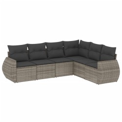 vidaXL Set de muebles de jardín 6 pzas y cojines ratán sintético gris