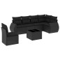 vidaXL Set de comedor de jardín 7 pzas y cojines ratán sintético negro vidaXL Set de comedor de jardín 7 pzas y cojines ratán sintético negro