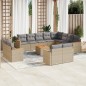 vidaXL Set sofás de jardín con cojines 13 pzas ratán sintético beige vidaXL Set sofás de jardín con cojines 13 pzas ratán sintético beige