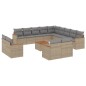 vidaXL Set sofás de jardín 14 pzas con cojines ratán sintético beige vidaXL Set sofás de jardín 14 pzas con cojines ratán sintético beige