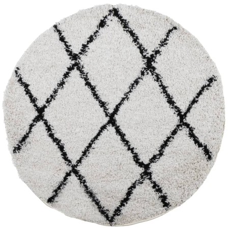 vidaXL Alfombra de pelo largo moderna crema y negro Ø 80 cm