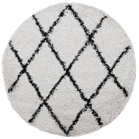 vidaXL Alfombra de pelo largo moderna crema y negro Ø 120 cm