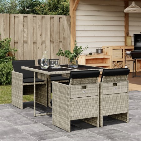 vidaXL Set comedor de jardín 5 pzas cojines ratán sintético gris claro