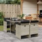 vidaXL Set comedor de jardín 5 pzas cojines ratán sintético gris claro