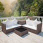 vidaXL Set muebles de jardín 4 piezas y cojines ratán sintético marrón vidaXL Set muebles de jardín 4 piezas y cojines ratán sintético marrón