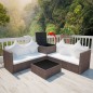 vidaXL Set muebles de jardín 4 piezas y cojines ratán sintético marrón vidaXL Set muebles de jardín 4 piezas y cojines ratán sintético marrón