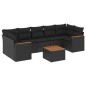 vidaXL Set de sofás de jardín 8 piezas y cojines ratán sintético negro vidaXL Set de sofás de jardín 8 piezas y cojines ratán sintético negro