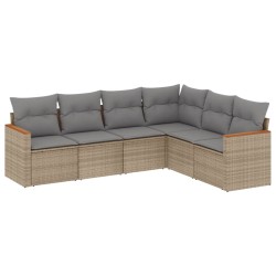 vidaXL Juego de sofás jardín con cojines 6 pzas ratán sintético beige