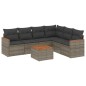 vidaXL Set de sofás de jardín 7 piezas con cojines ratán PE gris vidaXL Set de sofás de jardín 7 piezas con cojines ratán PE gris