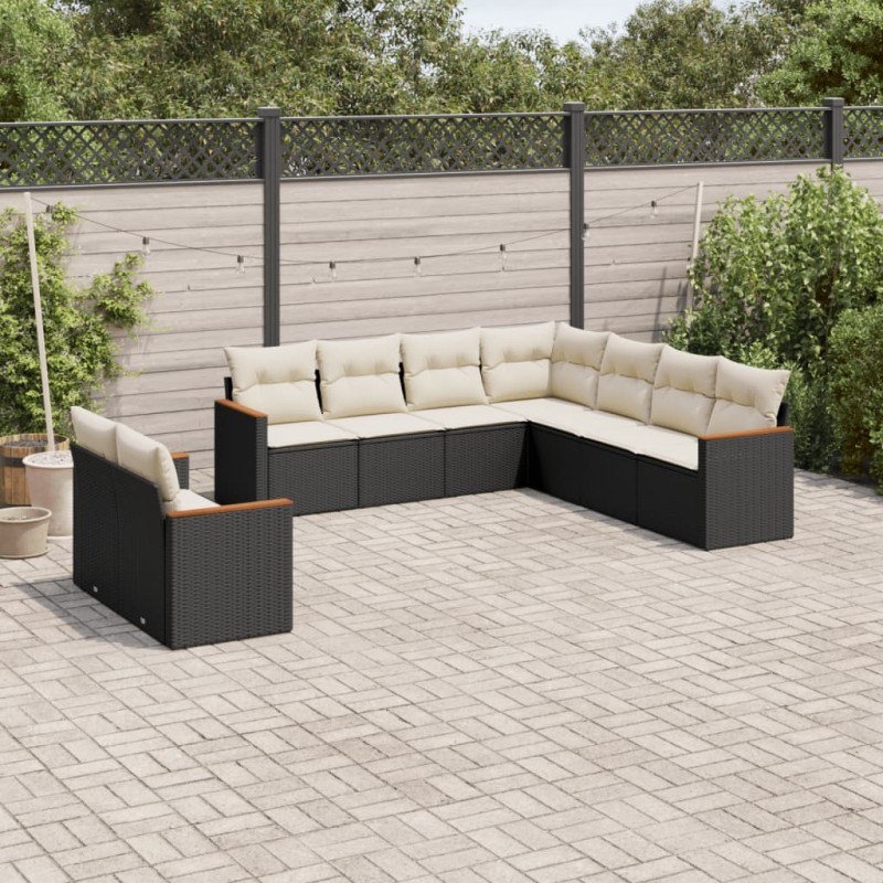 vidaXL Set de sofás de jardín 8 piezas y cojines ratán sintético negro vidaXL Set de sofás de jardín 8 piezas y cojines ratán sintético negro