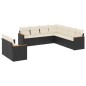 vidaXL Set de sofás de jardín 8 piezas y cojines ratán sintético negro vidaXL Set de sofás de jardín 8 piezas y cojines ratán sintético negro