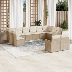 vidaXL Set de sofás de jardín 12 pzas y cojines ratán sintético marrón