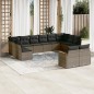 vidaXL Set de sofás de jardín 12 pzas con cojines ratán sintético gris vidaXL Set de sofás de jardín 12 pzas con cojines ratán sintético gris