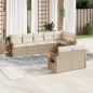 vidaXL Juego de sofás de jardín con cojines beige 8 pzas ratán PE vidaXL Juego de sofás de jardín con cojines beige 8 pzas ratán PE