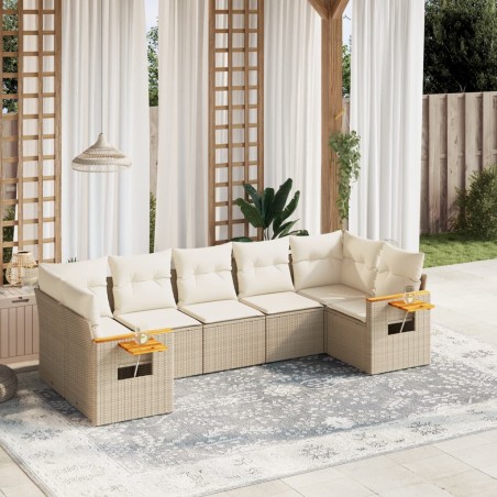 vidaXL Set sofás de jardín 7 piezas y cojines ratán sintético beige