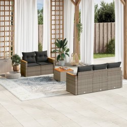 vidaXL Set de muebles de jardín 6 pzas y cojines ratán sintético gris